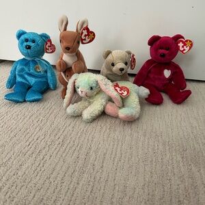 Ty Beanie Babies Plush Toy Set - Blue, Brown, Red, Multicolor